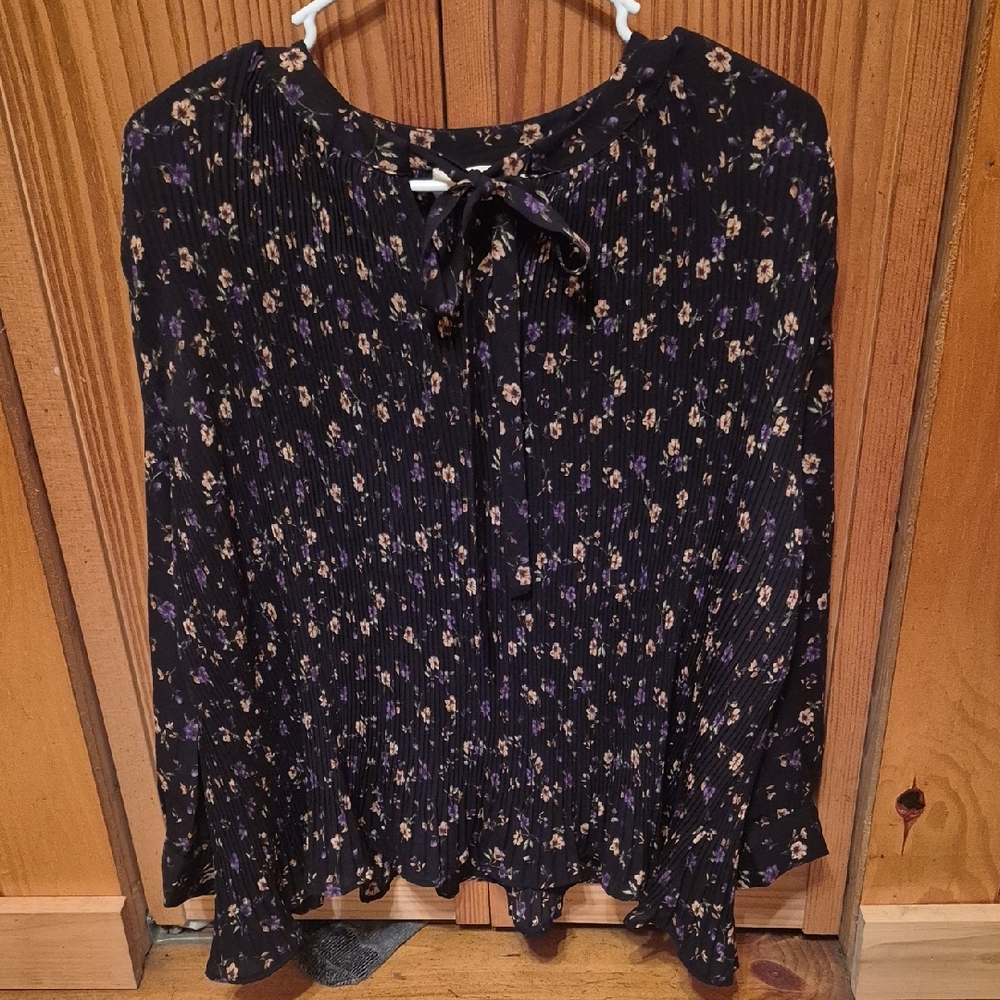 Everleigh Black Blouse with Floral Design